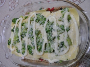 Lasagne con broccoletti e prosciutto
