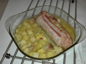 polpettone ripieno con patate bacon