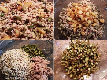 Insalata di quinoa e bulgur con verdurine e tonno
