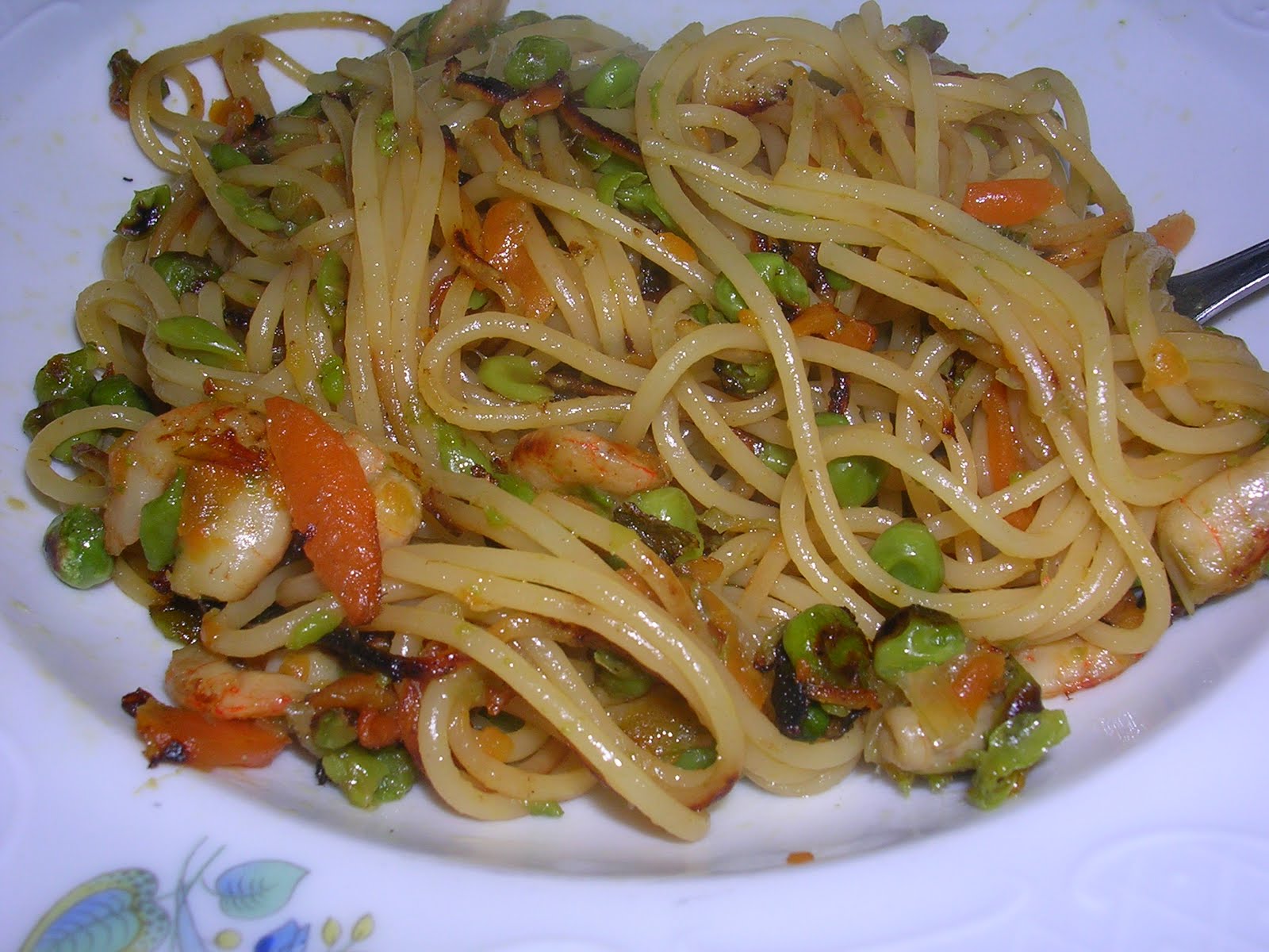 Spaghetti ai gamberetti e salsa di soia