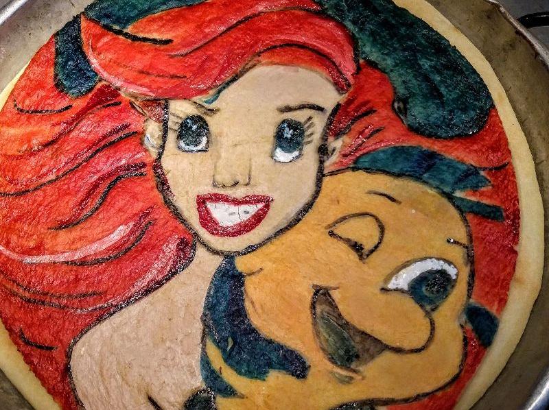Ariel la sirenetta crostata di pasta frolla dipinta